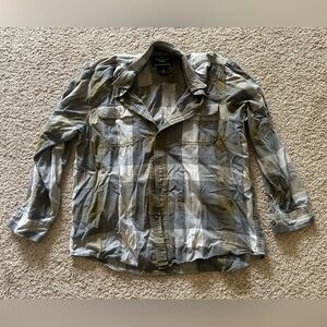 Harley Davidson Flannel Shirt Men's XL Plaid Button Up Long Sleeve Patch Biker